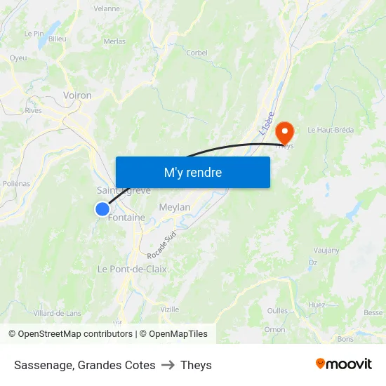 Sassenage, Grandes Cotes to Theys map