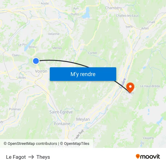 Le Fagot to Theys map