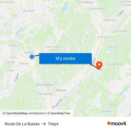Route De La Buisse to Theys map