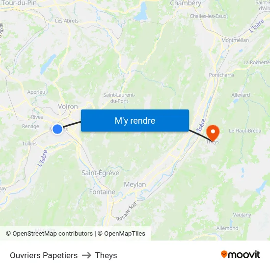 Ouvriers Papetiers to Theys map