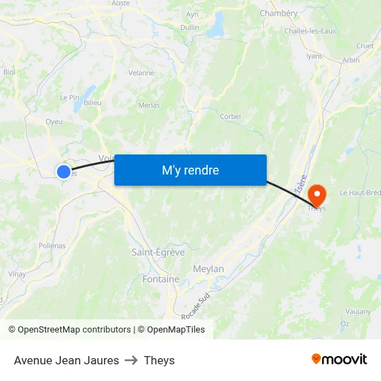 Avenue Jean Jaures to Theys map