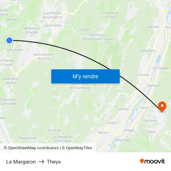 Le Margaron to Theys map