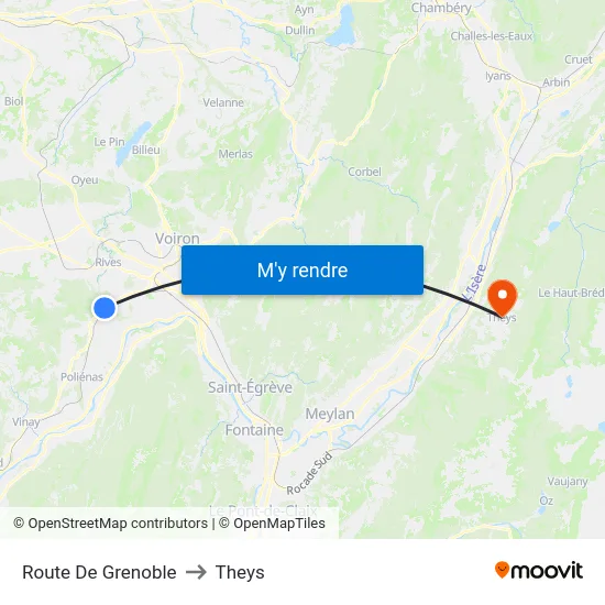 Route De Grenoble to Theys map