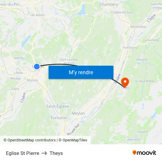 Eglise St Pierre to Theys map