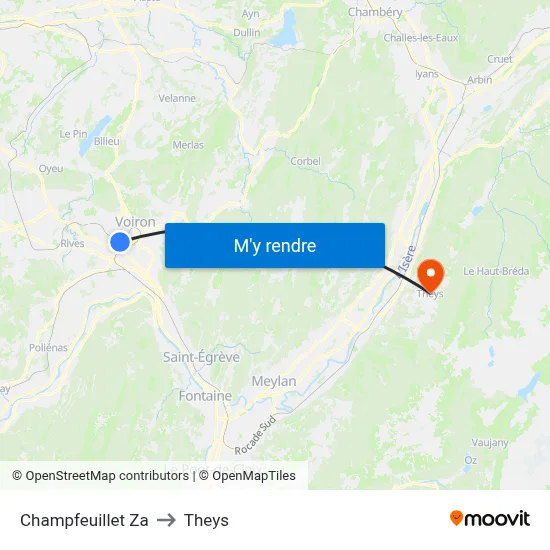 Champfeuillet Za to Theys map