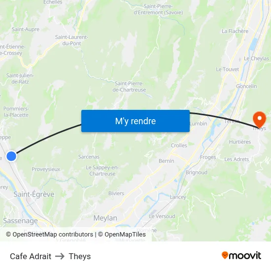 Cafe Adrait to Theys map