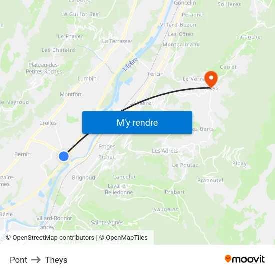 Pont to Theys map