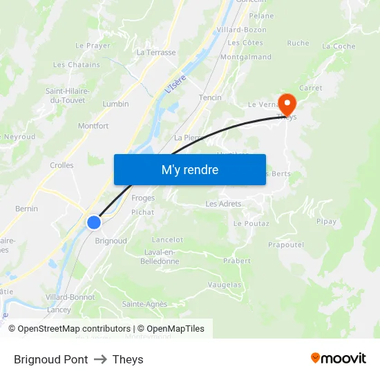 Brignoud Pont to Theys map