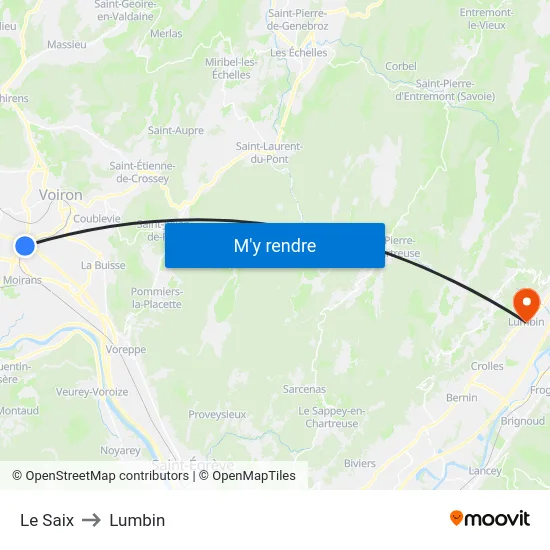 Le Saix to Lumbin map