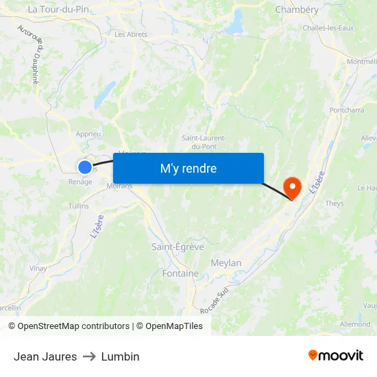 Jean Jaures to Lumbin map