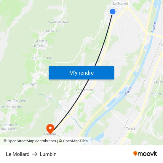 Le Mollard to Lumbin map