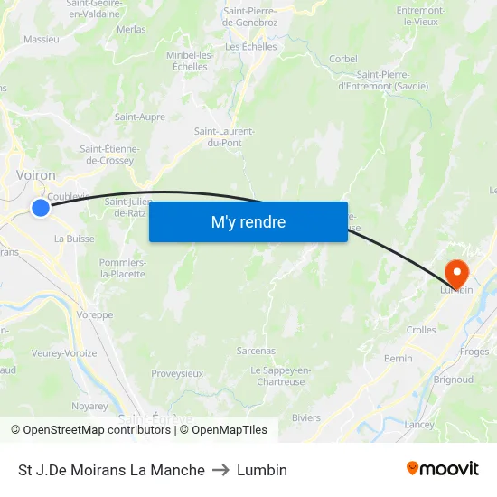 St J.De Moirans La Manche to Lumbin map
