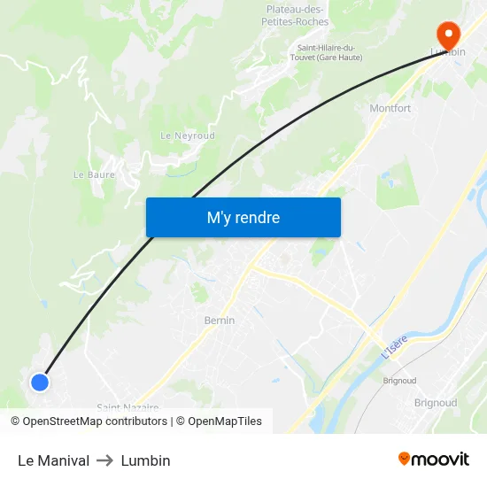 Le Manival to Lumbin map