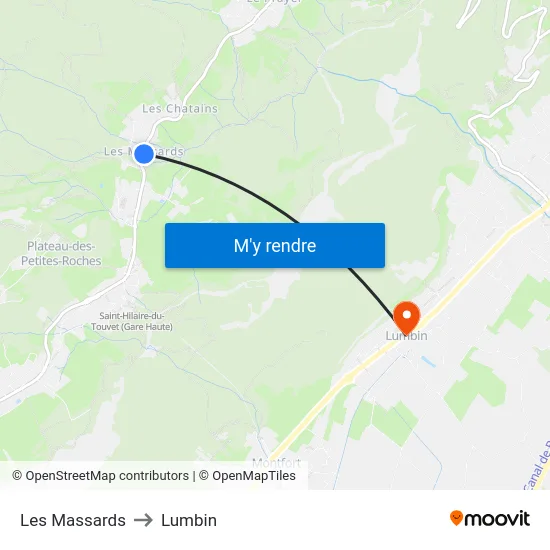 Les Massards to Lumbin map