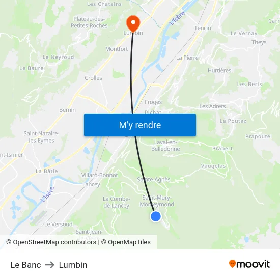 Le Banc to Lumbin map