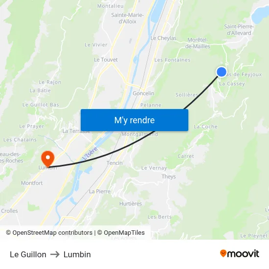 Le Guillon to Lumbin map