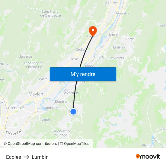 Ecoles to Lumbin map