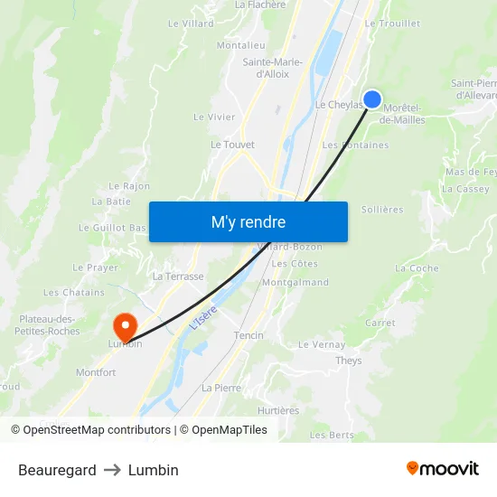 Beauregard to Lumbin map