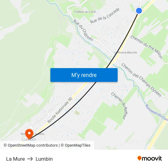 La Mure to Lumbin map