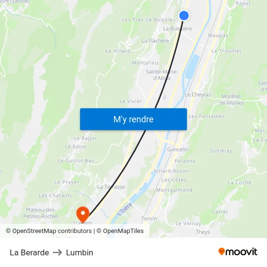 La Berarde to Lumbin map