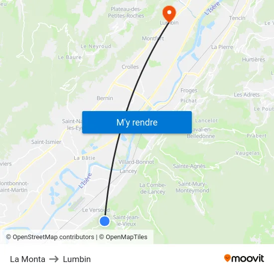 La Monta to Lumbin map