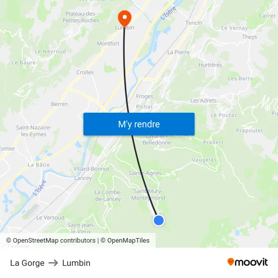 La Gorge to Lumbin map