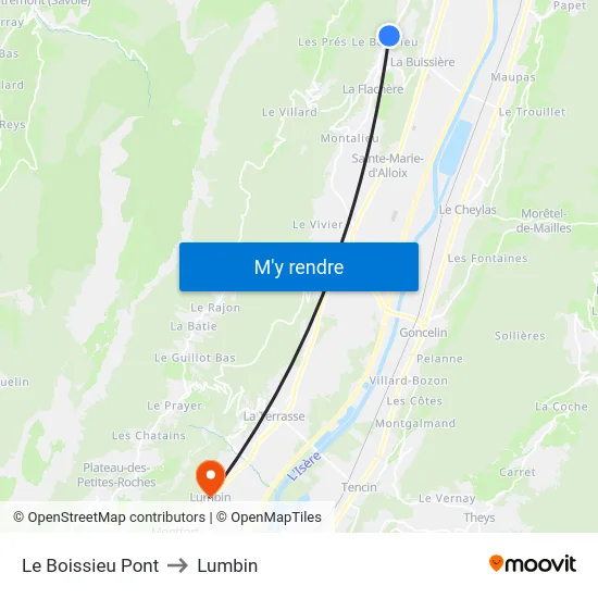 Le Boissieu Pont to Lumbin map