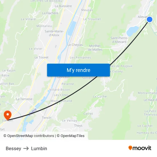 Bessey to Lumbin map