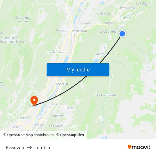 Beauvoir to Lumbin map