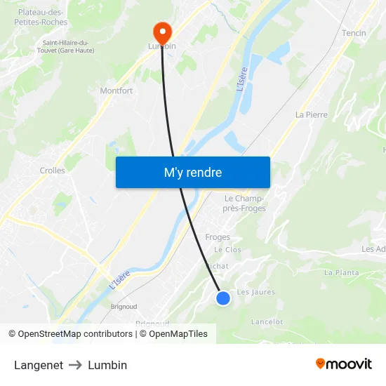 Langenet to Lumbin map
