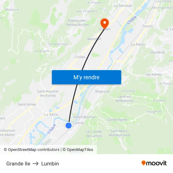 Grande Ile to Lumbin map