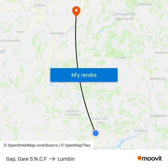 Gap, Gare S.N.C.F to Lumbin map