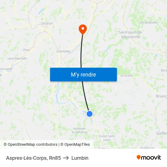 Aspres-Lès-Corps, Rn85 to Lumbin map