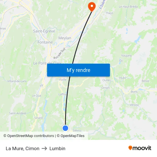 La Mure, Cimon to Lumbin map