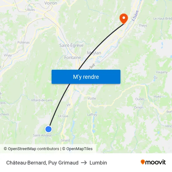 Château-Bernard, Puy Grimaud to Lumbin map