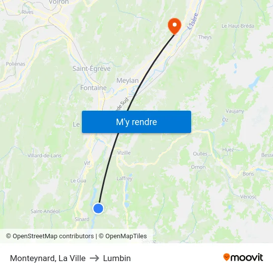 Monteynard, La Ville to Lumbin map