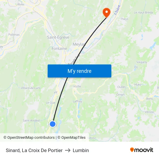 Sinard, La Croix De Portier to Lumbin map