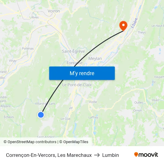 Corrençon-En-Vercors, Les Marechaux to Lumbin map
