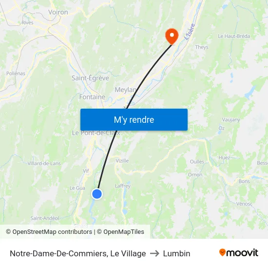 Notre-Dame-De-Commiers, Le Village to Lumbin map