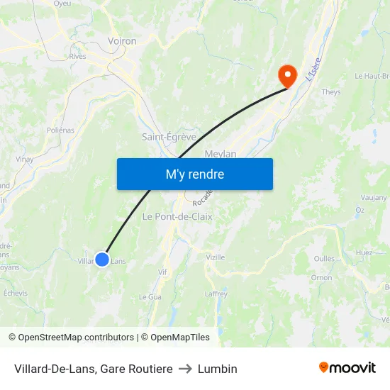 Villard-De-Lans, Gare Routiere to Lumbin map