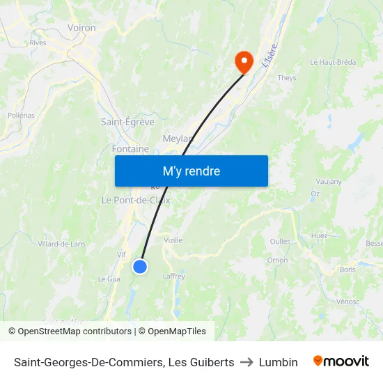 Saint-Georges-De-Commiers, Les Guiberts to Lumbin map