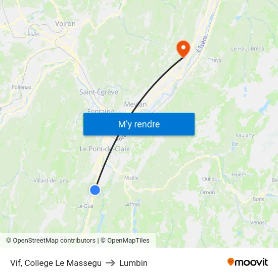Vif, College Le Massegu to Lumbin map