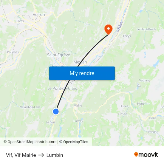 Vif, Vif Mairie to Lumbin map