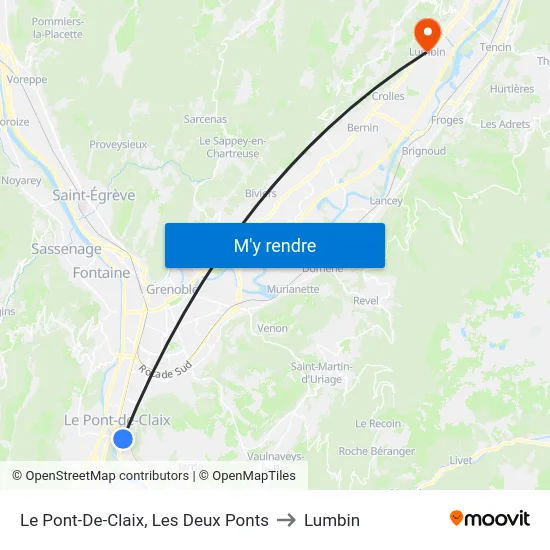 Le Pont-De-Claix, Les Deux Ponts to Lumbin map