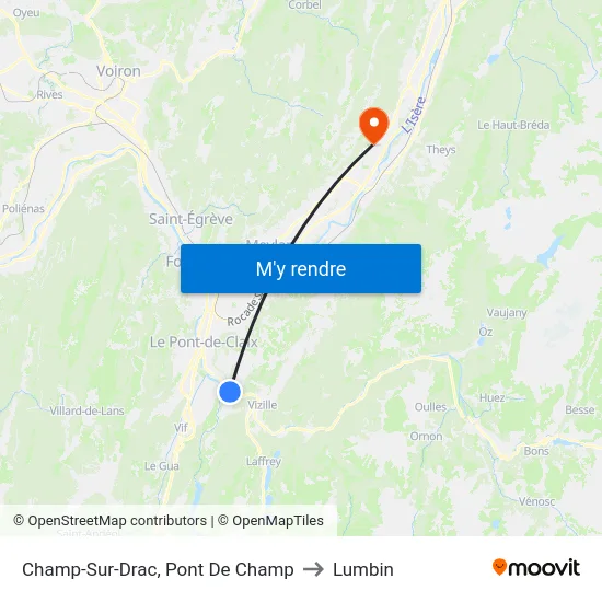 Champ-Sur-Drac, Pont De Champ to Lumbin map