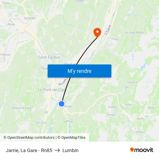 Jarrie, La Gare - Rn85 to Lumbin map