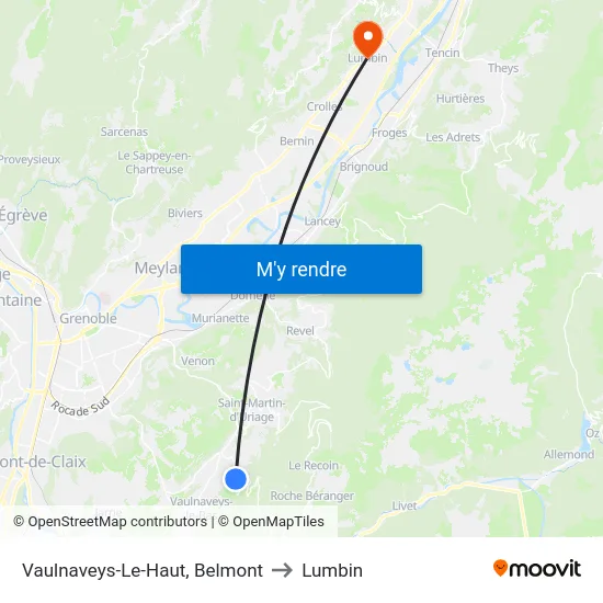 Vaulnaveys-Le-Haut, Belmont to Lumbin map