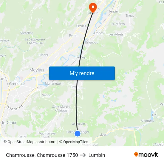 Chamrousse, Chamrousse 1750 to Lumbin map