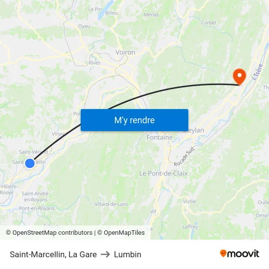 Saint-Marcellin, La Gare to Lumbin map
