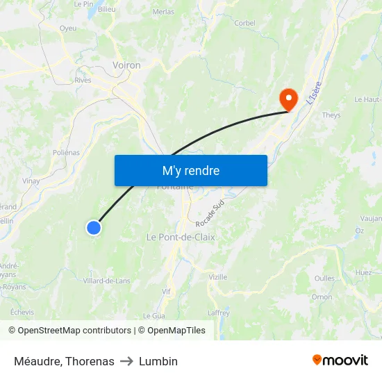 Méaudre, Thorenas to Lumbin map